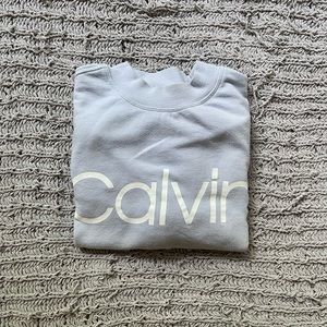 Calvin Klein Cropped Crewneck Sweatshirt in Dusty Periwinkle